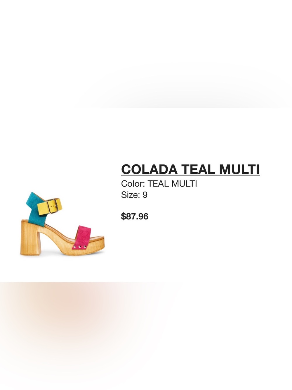 Steve Madden: Gently Used - Colorblock Platform Sandal in Teal, Pink & Yellow - Picture 5 of 5